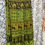 Cotton tapestry wrap skirt indian block print elephants OS GREEN EUC animal Size undefined Photo 5