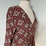 H&M  Red Maroon White Printed Vneck Long Sleeve Dress Size 8 Photo 5
