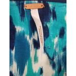 Free People  Strapless Blue & Teal Abstract Print Mini Dress With Smocked Back Photo 9