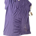 Baby Phat Women 1X Blue Sky V Neck Ruched Short Sleeve T Shirt Cat Graphic NWT Photo 0