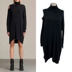 ALLSAINTS  Cecily Dress Sweater Knit Asymmetric Open Shoulder Black‎ Size Small Photo 1
