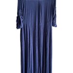Woman Within Size 14W Blue Button-Front Maxi Dress Roll-Tab Sleeves Photo 7