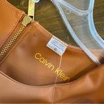 Calvin Klein  Camel Tan Faux Leather Dress Caramel Mocha Expresso 10 Vegan Photo 5