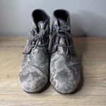 Toms  Desert Wedge Booties Womens 8 Grey Python Animal Print Lace Up Ankle Boots Photo 2