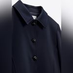 ZARA Navy Blue Luxury Lapel Collar Long Sleeves Short Pocket Coat Size Medium Photo 7