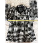 Last Kiss Women's Black White Houndstooth Double Breasted Pea Coat Jacket L Photo 3