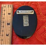 Vintage LEE SANDS style Flower Inlaid Mother Of Pearl With Black Brooch Photo 3