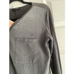 The Kooples Womens Small Gray Silk Top Long Sleeve V Neck Photo 3