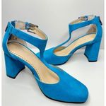 Adrienne Vittadini  Sandals Size 6.5 Blue Poetic Block Heel Ankle Strap Photo 6