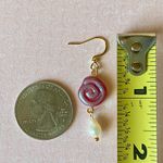 Handmade boho grunge fairy whimsical funky style quality Czech glass swirl pearl dangle earrings🌀⭐️ Photo 6