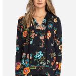Johnny Was Ardell Pullover Hoodie Black Floral Print Boho Womens Small Photo 1