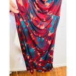 Ulla Johnson Red Green Abstract Boat Neck Side Ruched Livia Dress size Medium Photo 6