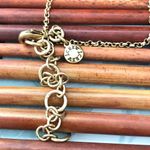 J.Crew  Long Necklace Gold Tone & Rhinestone Sparkle Photo 4