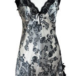 Babydoll Satin Slip Dress Black Lace Trim Y2K Coquette Feminine Whimsigoth Sz M Size M Photo 0