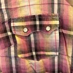 Mossimo Womens Flannel‎ Western Top L Pink Plaid Pearl Snap Long Sleeve Jrs NWT Size L Photo 1