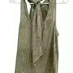 Bishop and Young  Women‎ Gray Hi-Shine Metallic Tie Mock Neck Sleeveless Blouse S Photo 2