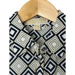 Michael Kors  Black & Tan Geometric Print Retro Look Button-Up Shirt Womens Small Photo 3