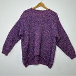 Raga  Anthropologie Rita Women's Metallic Purple Knit Crew Neck  Chunky Sweater Photo 2