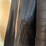 Adolfo Dominguez Faux Suede Fur Coat Off Center Fastening Buckle Hood 36 Size S Blue Photo 2