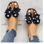 Womens Black and White Bow Accent Slide sz 8 Photo 3