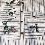 Vtg Trachten Gratz Pinstripe Embroidered Bavarian Shirt Womens Large Volksmarch Red Size 12 Photo 12