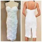 Lulus NWOT Sultry Romantic White Lace Textured Bustier Bodycon Midi Dress Photo 11