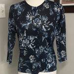Garnet Hill 100% Merino Wool Cardigan Size Medium Lightweight Career Floral Photo 0