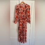 Pink Lily  Dress Womens Faux Wrap Slit Maxi Long Sleeve 70s Retro Floral Photo 2