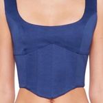 Danielle Guizio Navy Satin Lace-Up Bustier Top Photo 0