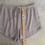 Ekouaer  Beige Ribbed Knit Set Short Sleeve Top Shorts Sleepwear Lounge Size M Photo 10