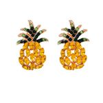 Gold and Green Pineapple Earrings Photo 4