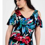Connected Apparel Connected Petite Dark Floral Tropical Cold-Shoulder Maxi Dress Size 6 Petite Photo 9