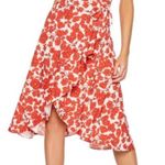 Bardot Women's Fiesta Floral Faux Wrap Short Sleeve Dress in Red Size 12 Photo 0