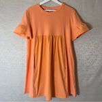 English Factory Solid Mini Dress Orange Coral Ruffle Sleeve Dress Pockets Large Photo 1