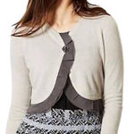 Anthropologie Guinevere Cardigan Sweater S Gray Wool Rabbit Ruffle Trim Coquette Photo 0