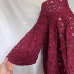 Denim 24/7 Cottagecore Crochet Cardigan Sweater Women 28W Burgundy Boho Festival Red Photo 2