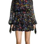 Caroline Constas watercolor Lou tiered silk mini dress Black Photo 0