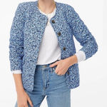 J.Crew  Women's Petite Short Quilted Cotton-Blend Jacket NWT Size 6P Blue Floral Photo 0