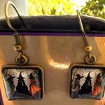 Macbeth Three Witches Earrings Halloween Supernatural Power Dark Force Literatur Gold Photo 0