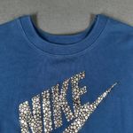 Nike  Womens L‎ Blue Rally Metallic Crewneck Tunic Sweater Sweatshirt Long Sleeve Photo 4
