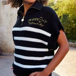 Star Wars  May The Force Be With You Black and White Striped Women's Sweater sz M Photo 0