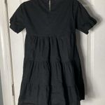 Nasty Gal  Black Smocked Ruffle Oversized Mini Dress Size 0 Short Sleeve Photo 3