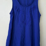 Pleione ‎ Sleeveless Blue Top With Geometric Embroidery Pattern Size Small Photo 0
