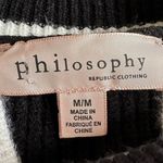 Philosophy : Mock Neck Black and White Color blocked Stripped Sweater Photo 6