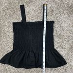 Socialite Black Linen Blend Sleeveless Smocked Peplum Tank Top Extra Small Photo 9