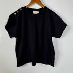Nation Ltd National LTD Black Short Sleeve Shirt with Gold Buttons Size Xsmall Photo 0