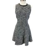 Madewell Womens 10 Anywhere Dress Mini Skater Black White Tweed Faux Leather Photo 2