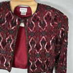 NEW Stenay 100% Silk Red Floral Beaded Sequin Jacket Size Large Formal Deadstock Photo 1