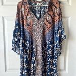 Umgee  Boho Paisley Print Dress Sz Med Dress 3/4 Bat Sleeve Flowy Skirt Photo 1
