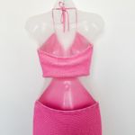 Victor Glemaud Crochet Knit Cutout Halter Dress Pink Size L Y2K Resort Coquette Size L Photo 8